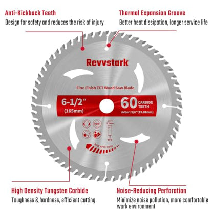 Revvsatrk Circular Saw Blade 6-1/2" 40T&60T for Cutting Wood, 5/8" Arbor - size: 6-1/2 In 40&60T