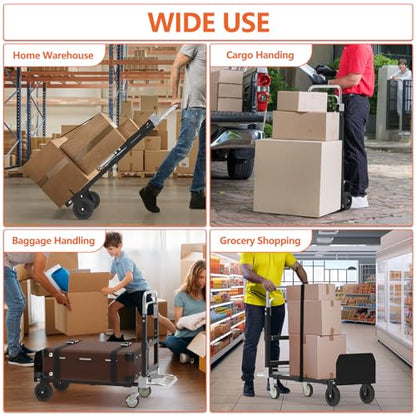 3-in-1 Folding Hand Truck, 500 lb Heavy Duty Steel Dolly - color: Black