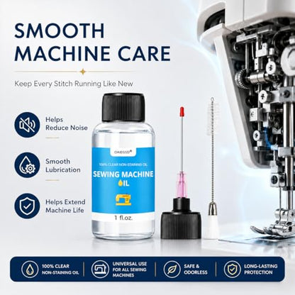 1oz Fine Light Sewing Machine Oil Cleaning Kit w/ 1.5" Needle Tip & Brush - size: 1oz