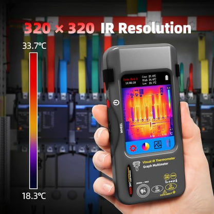 BSIDE Thermal Imaging Camera Multimeter with Macro Lens, 320x320 IR Resolution with 15 Thermal Palettes, 20000 Counts with 3.98" Touch LCD, Measures Cap, AC Clamp, Temp Diode for Electrical Electronic