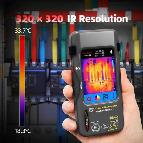 BSIDE Thermal Imaging Camera Multimeter with Macro Lens, 320x320 IR Resolution with 15 Thermal Palettes, 20000 Counts with 3.98" Touch LCD, Measures Cap, AC Clamp, Temp Diode for Electrical Electronic