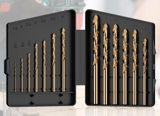 Cobalt Drill Bit Set, 13Pcs M35 High Speed Steel Jobber Length Drill Bit Kit for Hardened Metal, Stainless Steel, Cast Iron, Wood and Plastic, with Index Storage Case, 1/16"-1/4"
