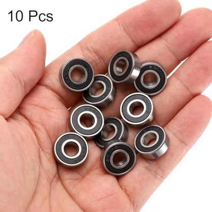uxcell 10pcs 696-2RS Bearing 6x15x5mm, Chrome Steel, Miniature, ABEC3 - size: 696-2RS