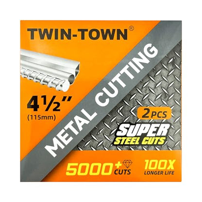 TWIN-TOWN 4 1/2" Diamond Cutting Wheel for Metal with 7/8" Arbor-2PCS - style: 4 1/2 x 7/8" 2PCS