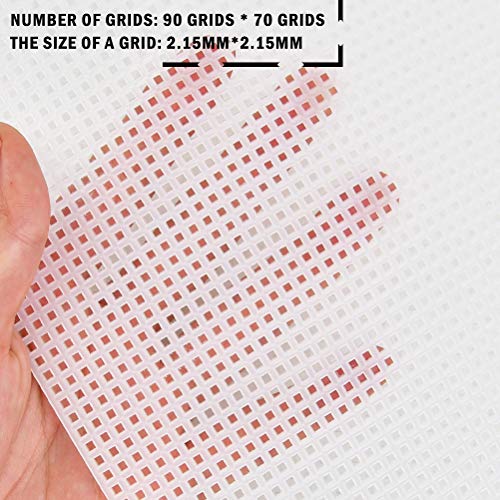 BUYGOO 20 Pack 7 Count Clear Plastic Mesh Canvas Sheets for Embroidery, Acrylic Yarn Crafting, Knit and Crochet Projects - 10.5'' x 13.5''