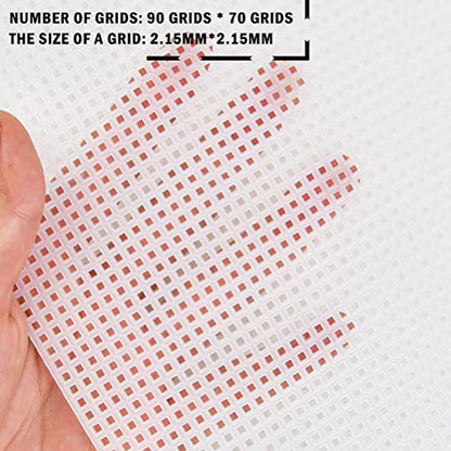 BUYGOO 20 Pack 7 Count Clear Plastic Mesh Canvas Sheets for Embroidery, Acrylic Yarn Crafting, Knit and Crochet Projects - 10.5'' x 13.5''