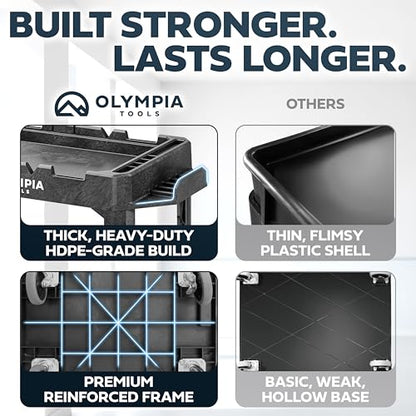 Olympia Tools 2-in-1 Heavy Duty Rolling Garage Utility Cart, Black, 660 Lb - size: 600 Lb