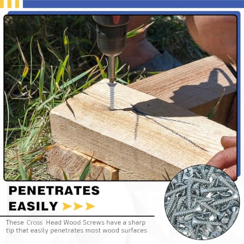 LEIFIDE 500#6 x 1/2'' Flat Head Wood Phillips Screws, Zinc-Plated Iron - color: Zinc-plated Iron, size: #6 x 1/2''