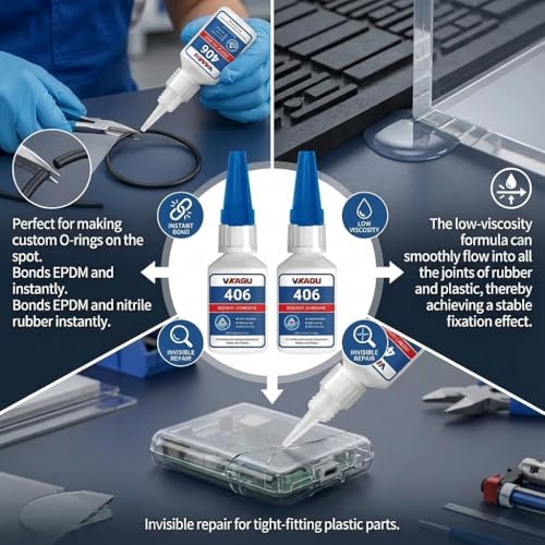 406 Super Bonder Clear Instant Adhesive for Plastics and Rubbers 20g 4 Pack - size: 406, style: 4 Pack