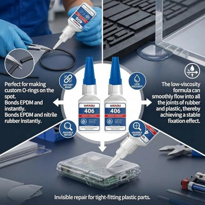 406 Instant Adhesive Super Glue Clear High Strength Rubber & Plastic Bonder 20g 12 Pack - size: 406, style: 12 Pack