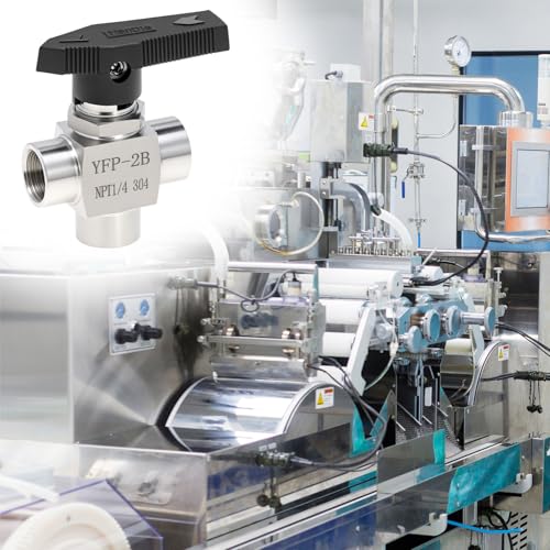 QWORK 1/4" NPT 3 Way Ball Valve, 304 Stainless Steel Fitting Panel Mount, L Port, 1000 PSI, Panel Mount, Reduce Port (Confirm 3mm or 5mm)