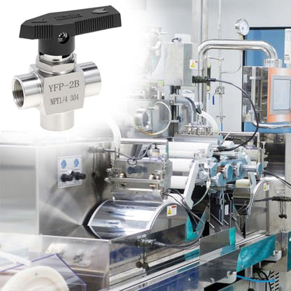QWORK 1/4" NPT 3 Way Ball Valve, 304 Stainless Steel Fitting Panel Mount, L Port, 1000 PSI, Panel Mount, Reduce Port (Confirm 3mm or 5mm)