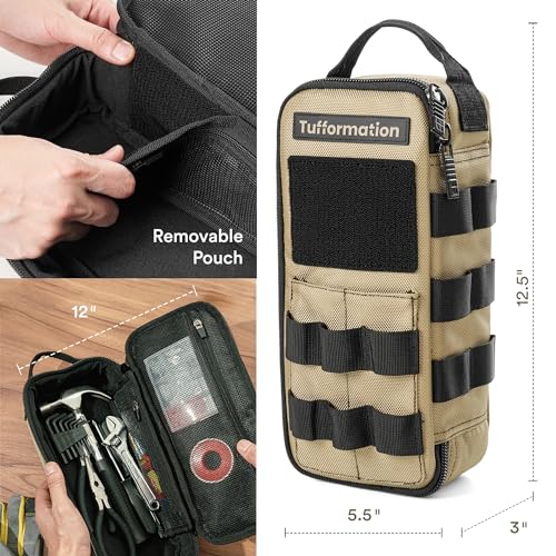 Tufformation Heavy Duty Small Tool Bag Pouch, Utility Organizer Case - color: Tan