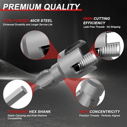 Integrated Internal & External Pipe Threading Tool (1" Dies) - size: 1"