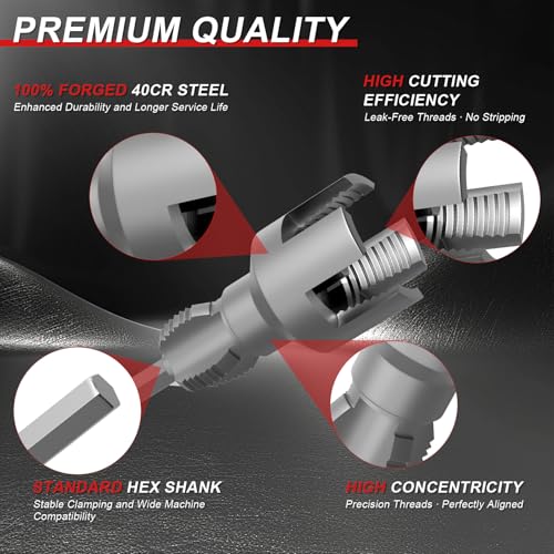 Integrated Internal & External Pipe Threading Tool (1/2" Dies) - size: 1/2"