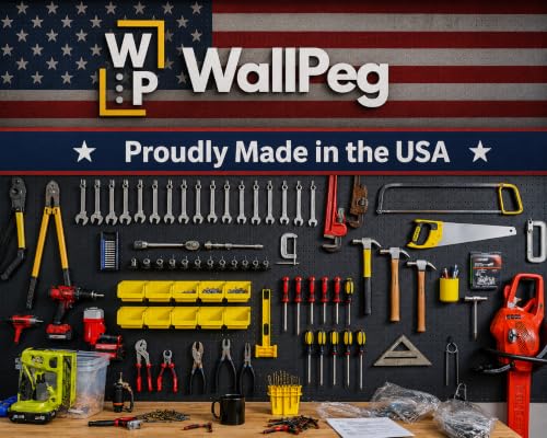 WallPeg Pegboard Kit - 4 Each 24"x16" Peg Board Panels - Made in USA - Mounted Size is 64" x 24" Pegboards Wall Organizer for Walls Home, Garage Tool Storage, Office Organization, Kitchen, Craft Room