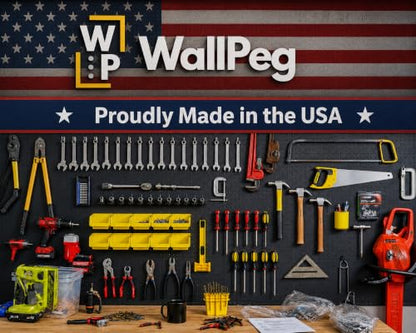 WallPeg Pegboard Kit - 4 Each 24"x16" Peg Board Panels - Made in USA - Mounted Size is 64" x 24" Pegboards Wall Organizer for Walls Home, Garage Tool Storage, Office Organization, Kitchen, Craft Room