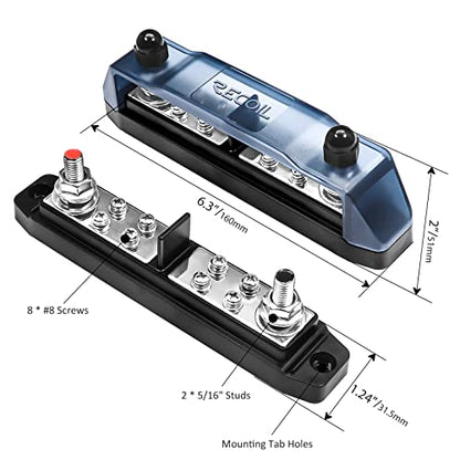 Recoil BBPG5 Bus Bar Stud Positive and Negative Power Distribution Block - style: Discrete Two Sets of 1x5/16" Studs & 4 Screws