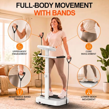Vibration Plate with Handles for Lymphatic Drainage,Low-Impact Workouts - color: white