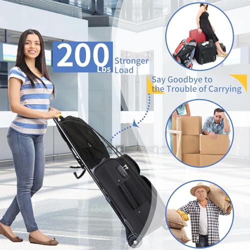 Folding Hand Truck-200 Lbs Trolley Utility Cart, Portable 4-Wheels Lightweight Utility Cart,90KG Heavy Duty Luggage Cart for Moving Airport Travel Shopping and Office Use - size: 4 rounds