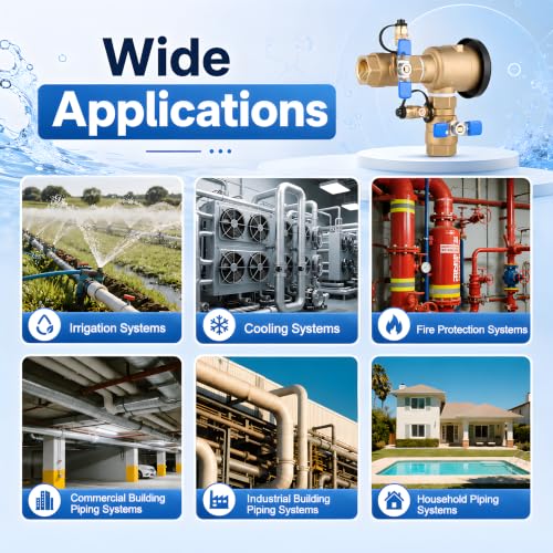 3/4 Inch Backflow Preventer, Brass Pressure Vacuum Breaker Assembly, 400 PSI Sprinkler Backflow Valve for Lawn Irrigation, Garden Water Lines and Outdoor Anti-Siphon Protection - size: 3/4 Inch