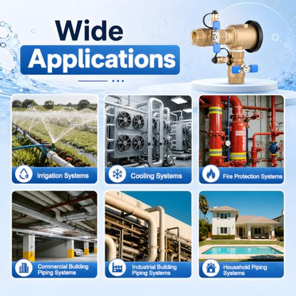 3/4 Inch Backflow Preventer, Brass Pressure Vacuum Breaker Assembly, 400 PSI Sprinkler Backflow Valve for Lawn Irrigation, Garden Water Lines and Outdoor Anti-Siphon Protection - size: 3/4 Inch