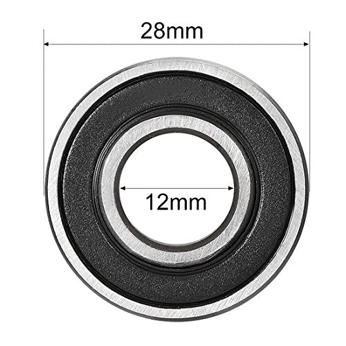 uxcell 6001-2RS Deep Groove Ball Bearing 12mm x 28mm x 8mm Double Sealed High Carbon Steel Z1 Bearings 8pcs - size: 12mmx28mmx8mm