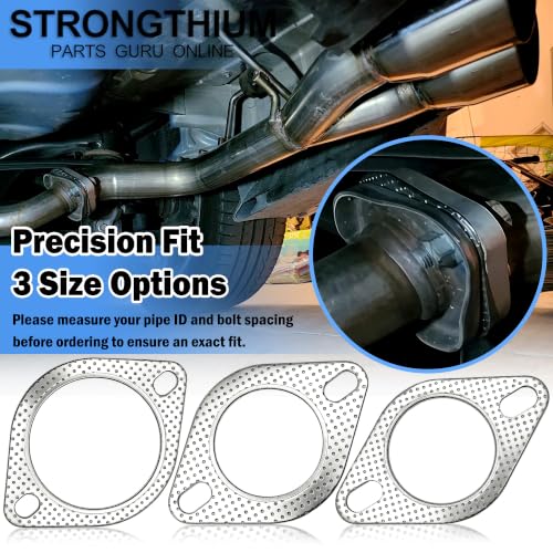 Strongthium 6 Pcs 2.25" 2.5" 3" Exhaust Gasket 2-Bolt