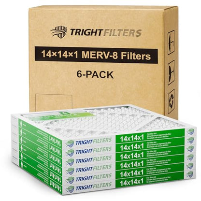 TRIGHTFILTERS 14x14x1 Air Filter 6 Pack, MERV 8 Filter Replacement - size: 14x14x1-6pack