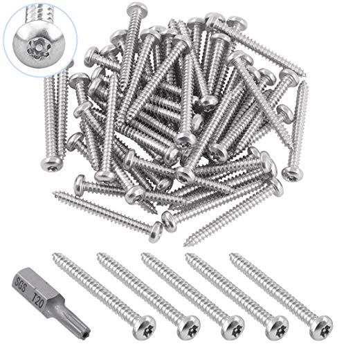 Glarks 51Pcs #8 x 1-1/2'' Button Head Torx Security Sheet Metal Screws Stainless Steel Tamper Resistant Screws Set with T20 Bit (50pcs #8 x 1-1/2'') - size: 50pcs #8 x 1-1/2''