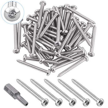 Glarks 51Pcs #8 x 1-1/2'' Button Head Torx Security Sheet Metal Screws Stainless Steel Tamper Resistant Screws Set with T20 Bit (50pcs #8 x 1-1/2'') - size: 50pcs #8 x 1-1/2''
