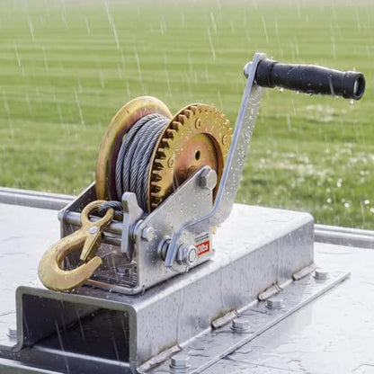 VEVOR Boat Winch, 1600 lbs Hand Winch, Heavy Duty Manual Rope Crank with 32.8ft Steel Wire, Portable Two-Way Ratchet, Anti-Slip Handle, Easy Installation Gear for Boat Trailer ATV Towing - size: 1600 lbs