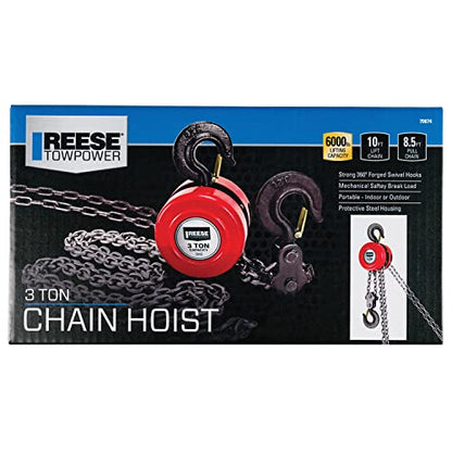 REESE Towpower 7067400 3 Ton Chain Hoist