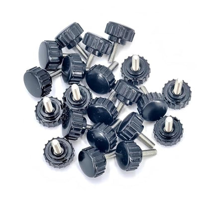 M4x12mm 304 Stainless Steel Threaded Knurled Thumbscrew Screw on Knobs Grips Black Round Clamping Screw, Black(20 Pcs) - size: M4x12