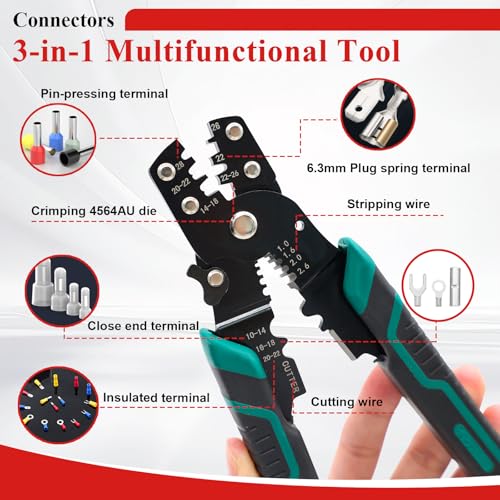 Tnisesm 111PCS Heat Shrink Bullet Connectors with Crimping Tool 22-10AWG Waterproof Bullet connectors Heat Shrink Female&Male Connector for Automotive Boat Stereo Industrial Equipment - color: 111PCS, size: Heat shrink style