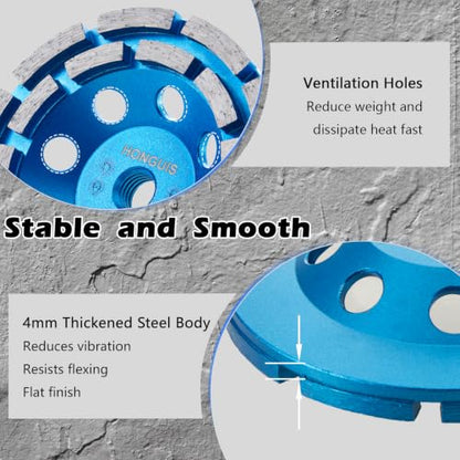 5 inch Diamond Cup Grinding Wheel,5/8"-11 Arbor Concrete Grinder Wheel Double Row for Concrete Masonry Granite Marble Stone - style: 5 Inch