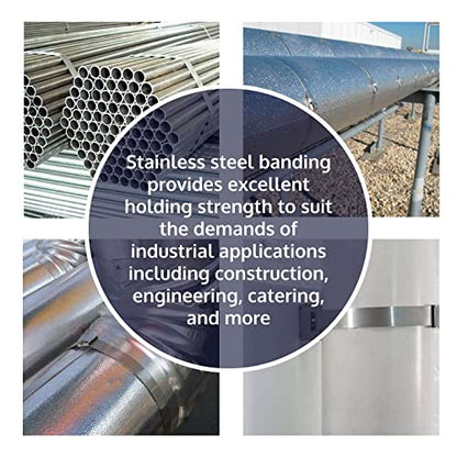 IDL Packaging 3/4" x 100' x .030" Stainless Steel 304 Banding in Plastic Self-Dispensed Case - Salts, Chemicals, Moisture, UV Rays, and Extreme Temperatures Resistant Banding with High Break Strength - size: 3/4" x 100' x 0.030", style: 304 stainless stee