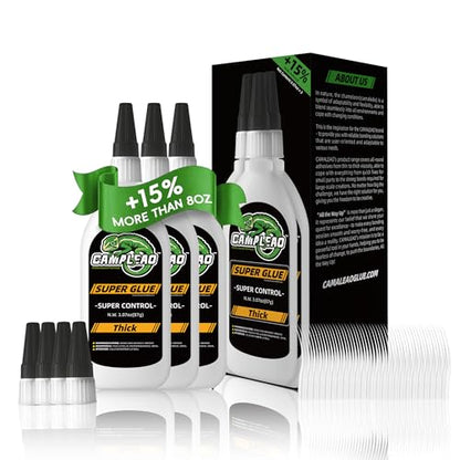 Thick Super CA Glue Kit 9.2 oz for Wood Metal Plastic Shoe Ceramic Leather - size: 8 oz., style: THICK VISCOSITY