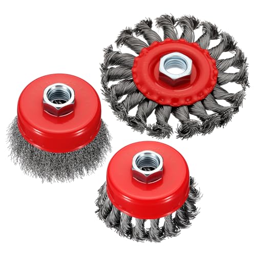 3Pack Wire Brush for Angle Grinder Set with 5/8"-11 Arbor