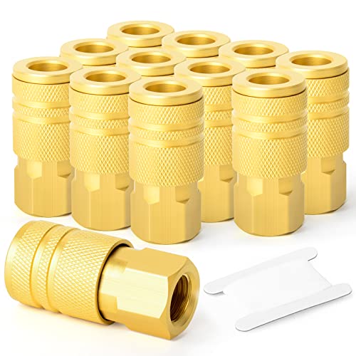 GASHER 12PCS 1/4" Brass Female Industrial Coupler, Female Threads Size, Quick Connect Air Coupler - size: NEW STYLE 1/4" FNPT