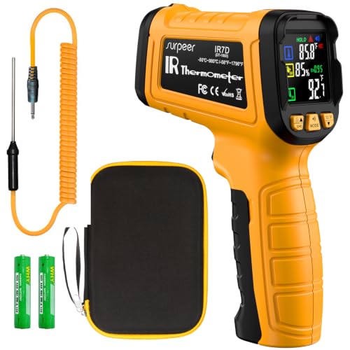 Infrared Thermometer Gun -58°F to 1796°F, 50:1 Temperature - color: Yellow