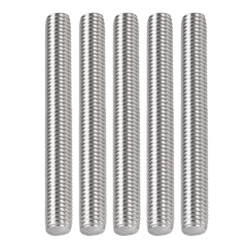 DTGN M10x1.5x80mm(DxPxL) Fully Threaded Rod - 5Pack - Good for Machinery - 304 Stainless Steel Right Hand Thread Rods Bar Studs - Silver - size: M10x1.5x80mm
