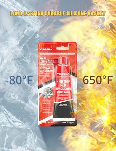 Visbella High Temperature RTV Silicone Gasket Maker, Sealed Oil Resistant Waterproof Quick Dry Liquid for Bonding Internal Combustion, Steam Turbines, Automotive Engine Parts 3.7OZ (Red) - color: Red