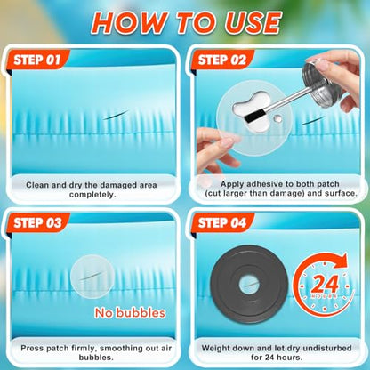 EPN Vinyl Cement, 4.4 oz Pool Patch Repair Kit with 15 PVC Repair Patches - size: 4.4oz