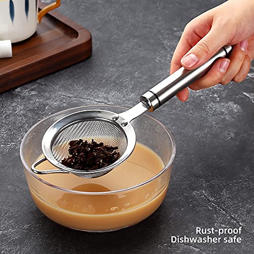 Fine Mesh Strainer with Handle Tea Sifter Stainless Steel Sieve - size: 3.35 in Small