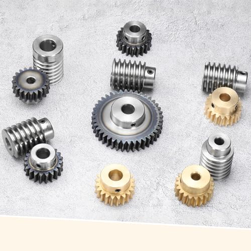 uxcell Worm Gear Set 20T 1.5 Module 20:1 Reduction Rate, Right Rotation Drive Gear Box Wheel Reduce Transmission Part (Brass Gear-8mm Bore, #45 Steel Rod 8mm Bore) - size: 8mm x 8mm