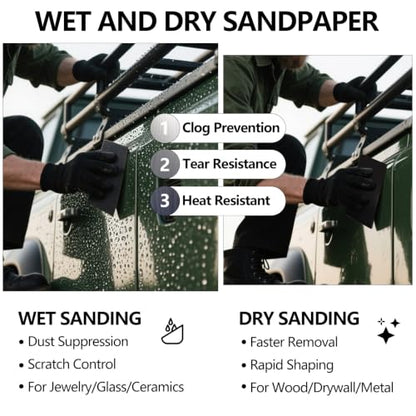 Sandpaper 120 Grit, Wet Dry Sand Paper 9 x 11 Inch - size: 9 x 11 Inch, style: 120Grit