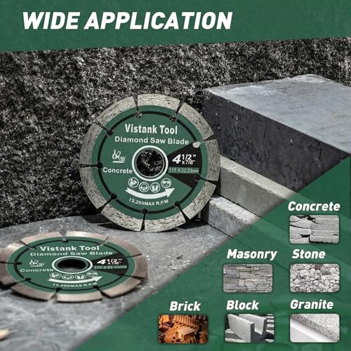 Diamond Blade for Angle Grinder 2-Pack 4.5 Inch, Cutting Discs 4 1/2 Inch, Segmented Concrete Cutting Blade for Masonry Stone Brick Granite, 7/8 Arbor Dry Wet Cut