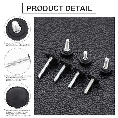 70PCS M4 Thumb Screws, Thumbscrew Set Carbon Threaded Knurled Knob Mounting Screw Grip Knobs Handle Bolts Round Clamping Screws Hose Clips for Kinds of Stand and Machine - size: M4