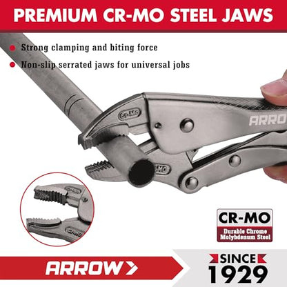 ARROW 5-piece Locking Pliers Set, Chromium-Molybdenum Vice Grips - style: 5-piece